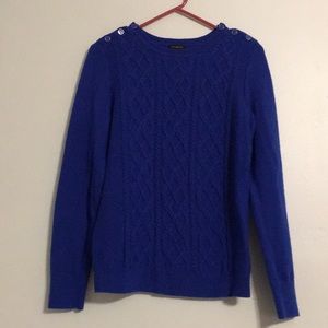 Talbots Blue Cable Knit Lambswool Blend Sweater